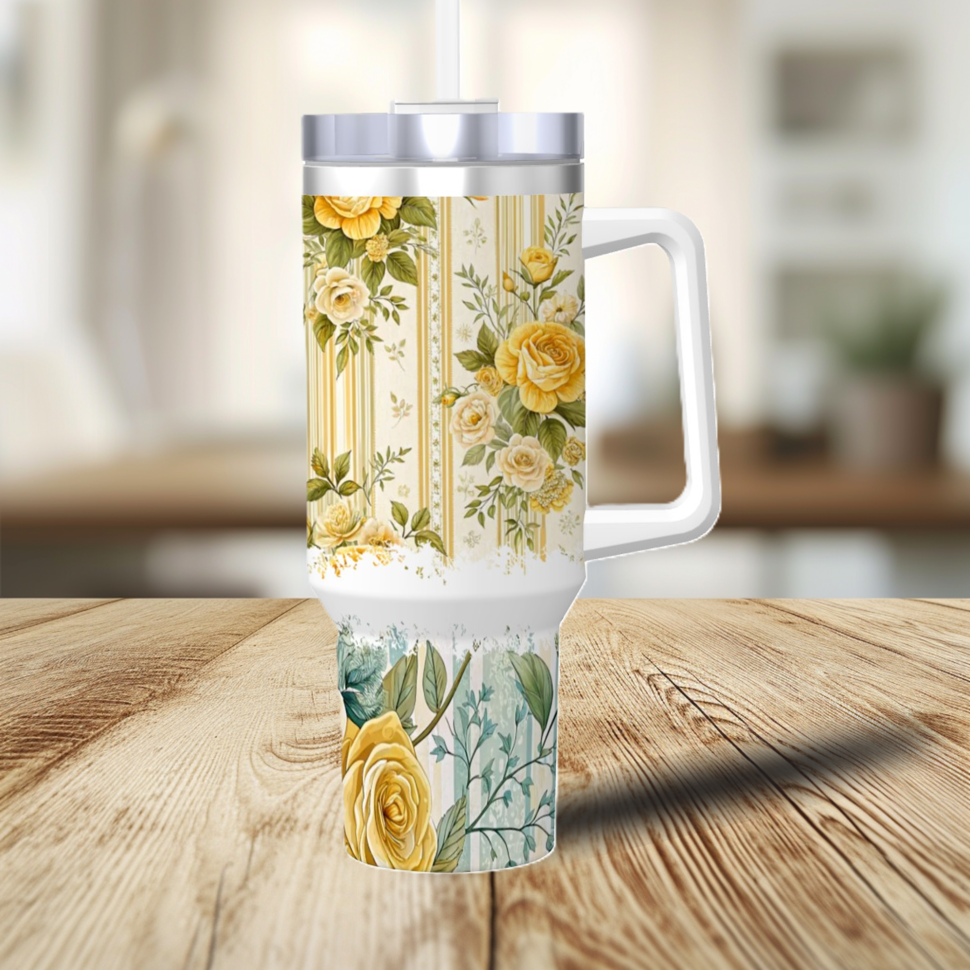 Yellow Roses Vintage-Artful Travel 40oz Coffee Mug