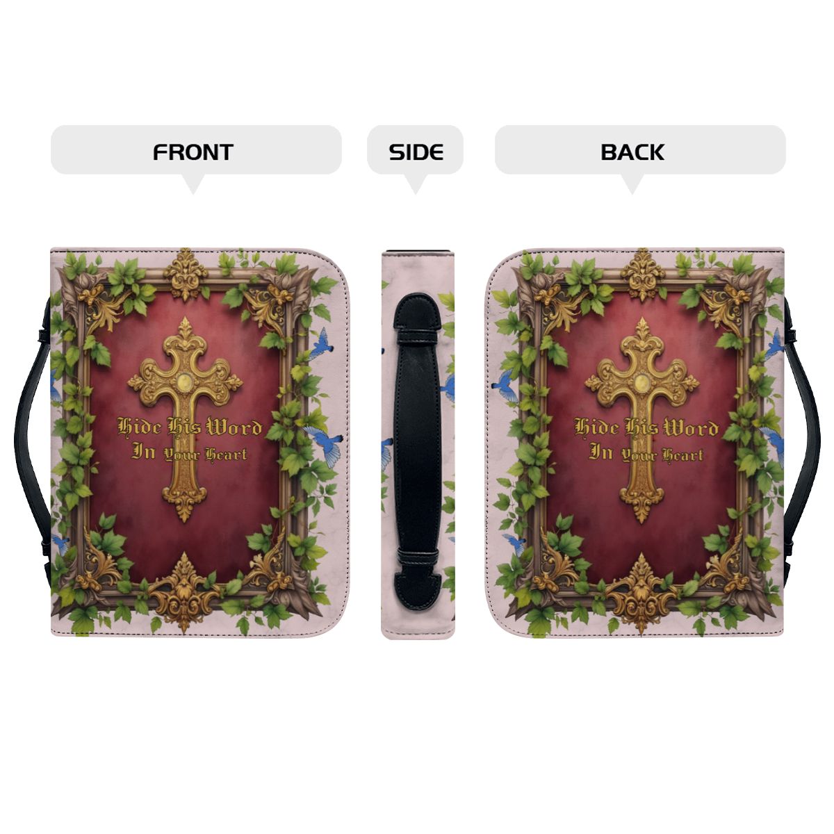 Vintage Style Bible Cover for Women, Christian Faith Gift, Botanical Bible Tote Bag, Scripture Bible Cover Zipper - Image 2