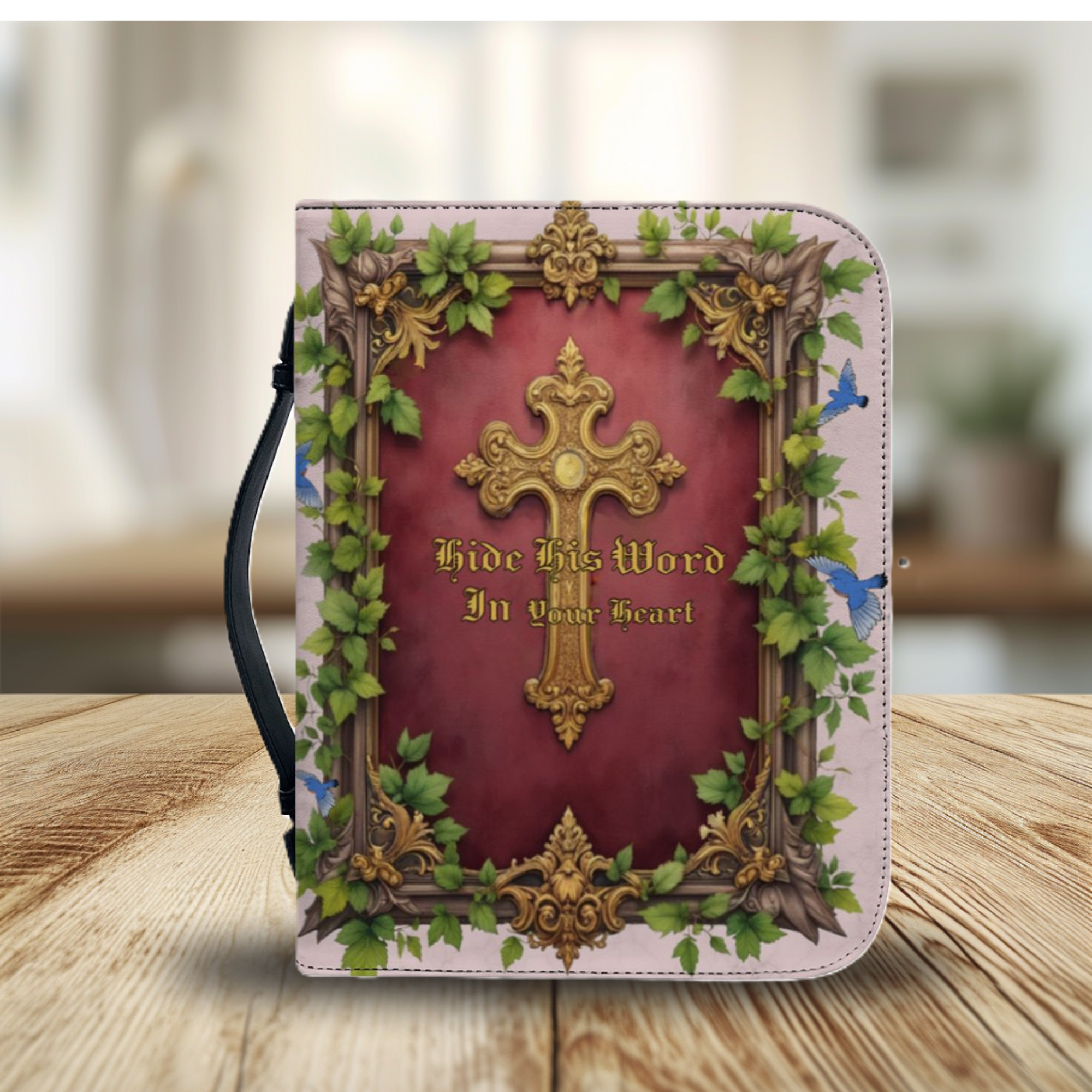 Vintage Bible Cover for Women | Gold Cross Bible Case | Christian Faith Gift