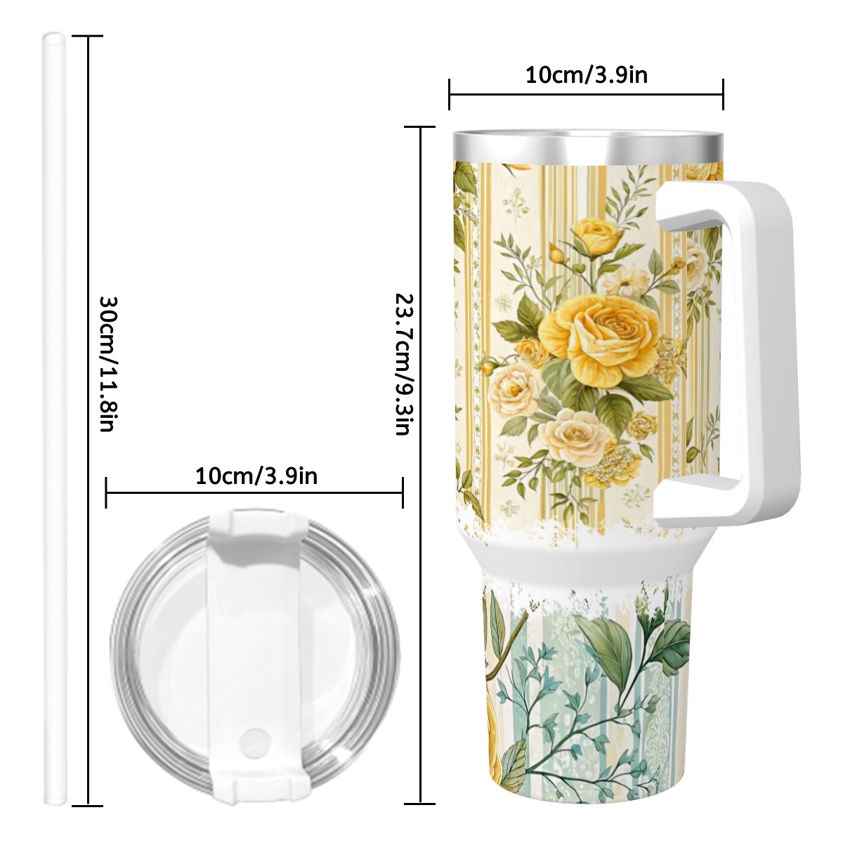 Yellow Roses Vintage-Artful Travel 40oz Coffee Mug5