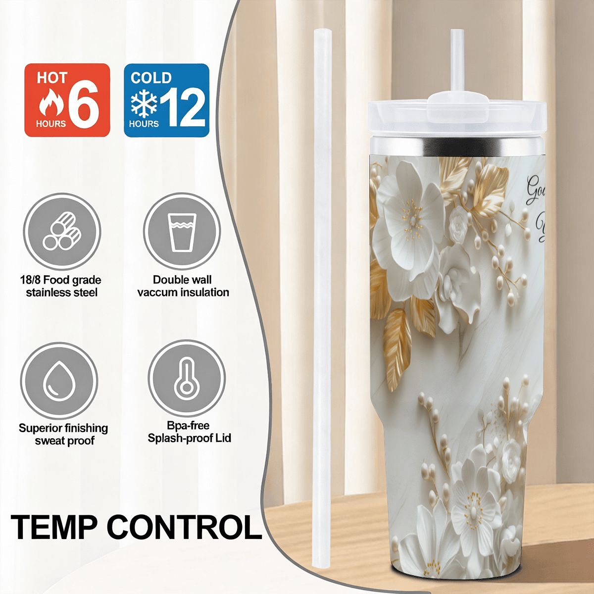 40oz Travel Mug with Handle and Straw (Made in USA) God is Still Writing Your Story Tumbler Free Shipping - Image 3