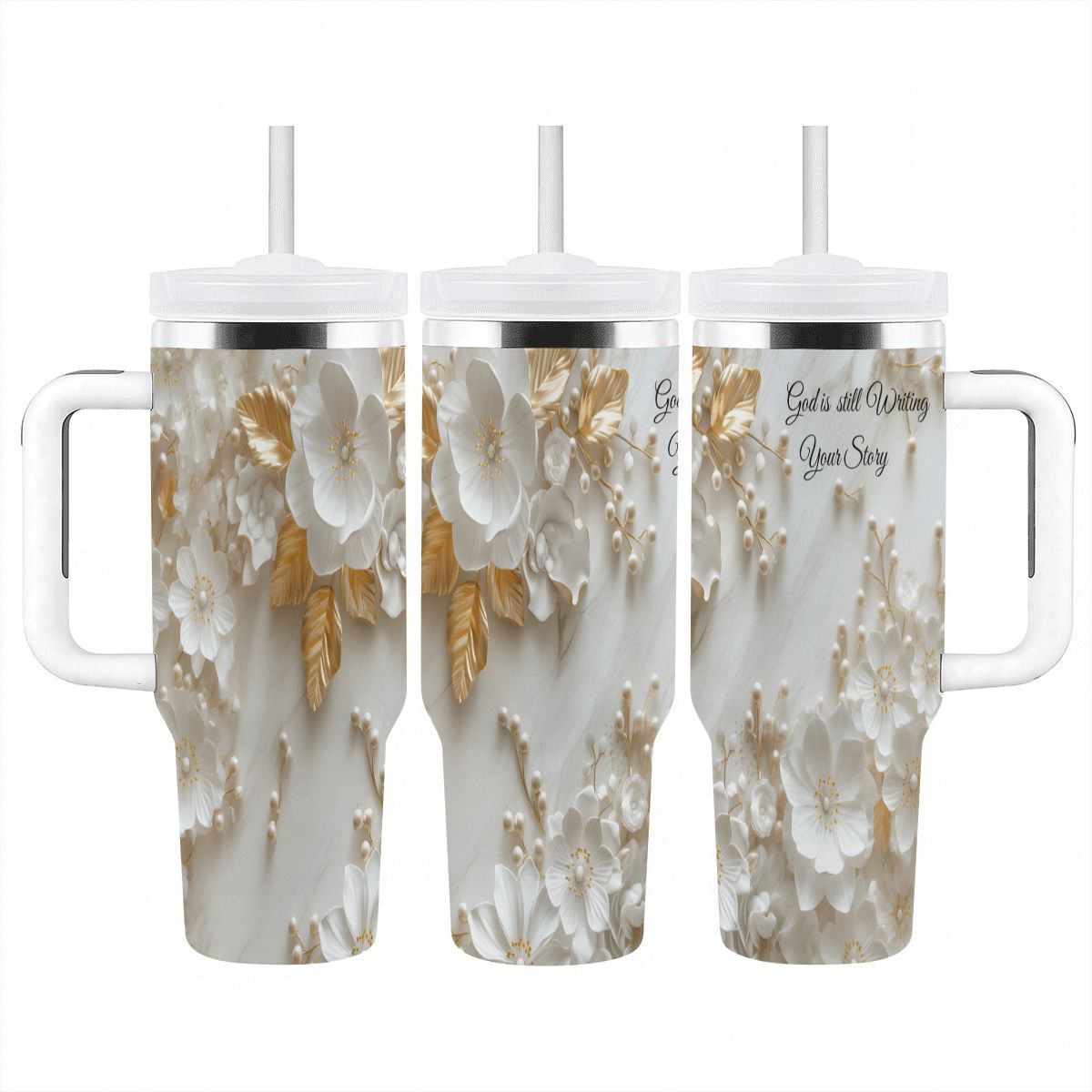 40oz Travel Mug with Handle and Straw (Made in USA) God is Still Writing Your Story Tumbler Free Shipping - Image 7